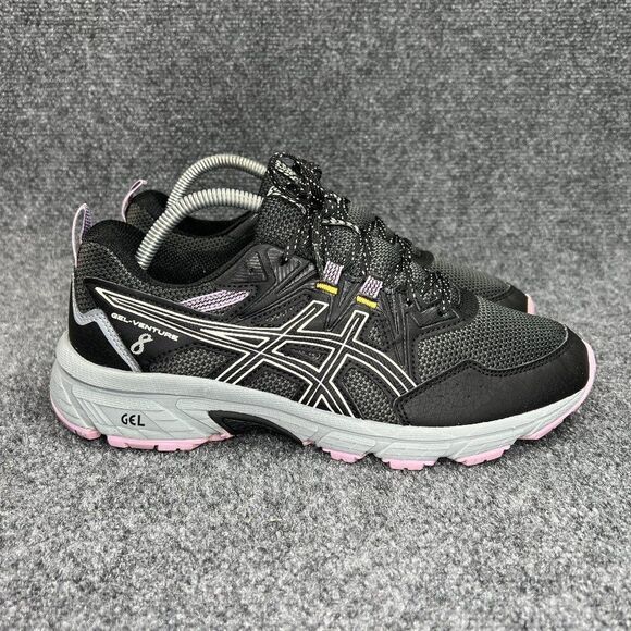 Asics Gel-Venture 8 Running Shoes Womens Size 9.5W Black Athletic Trail Training - Picture 1 of 11